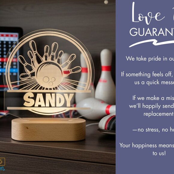 Bowling Night Light – Personalized LED Lamp for Players & Fans - Picture 6 of 8